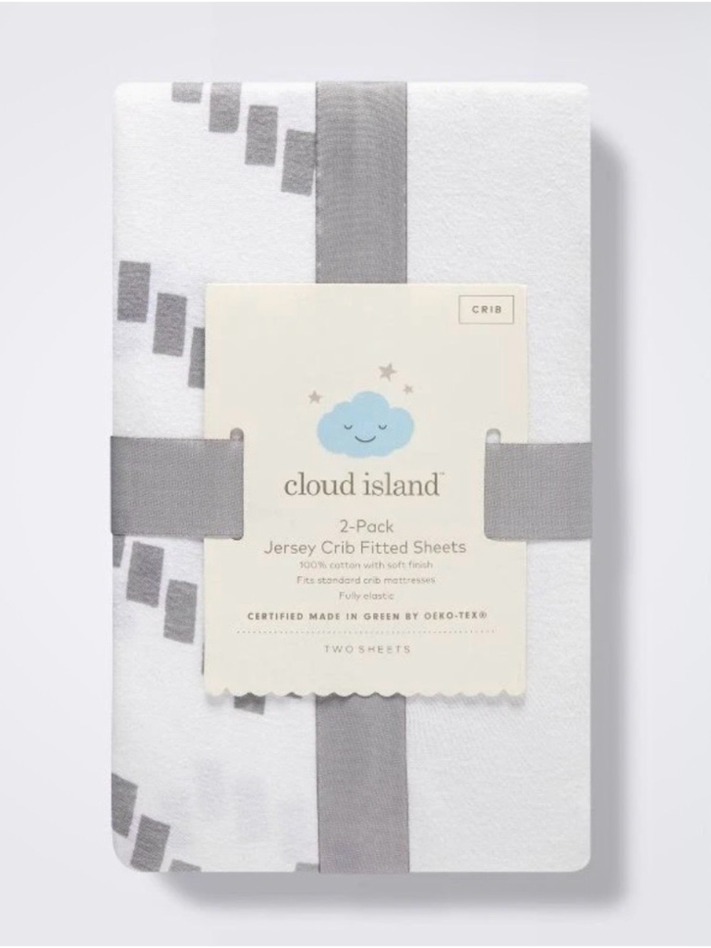 Cloud Island, 2-pack, Jersey Club Fitted Sheets, Grey Chevron/White, NEW!